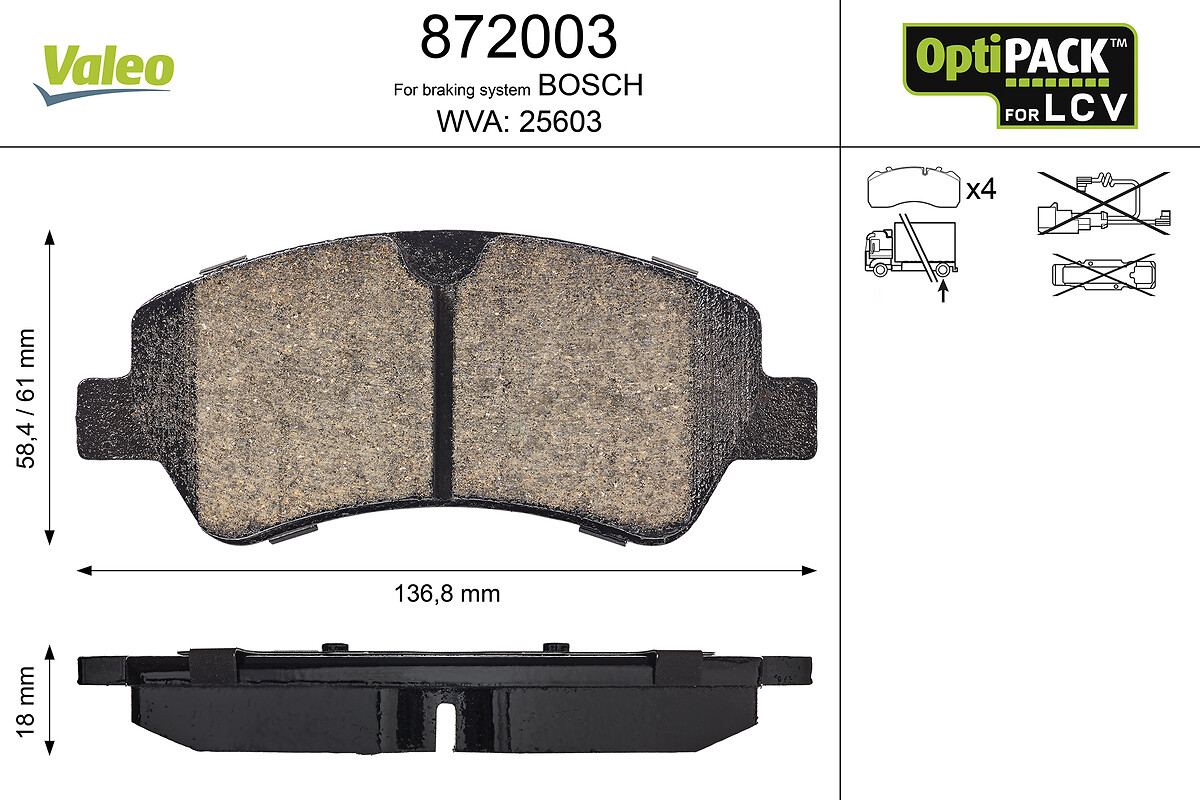 LCV BRAKE PADS FORD TOURNEO TRANSIT